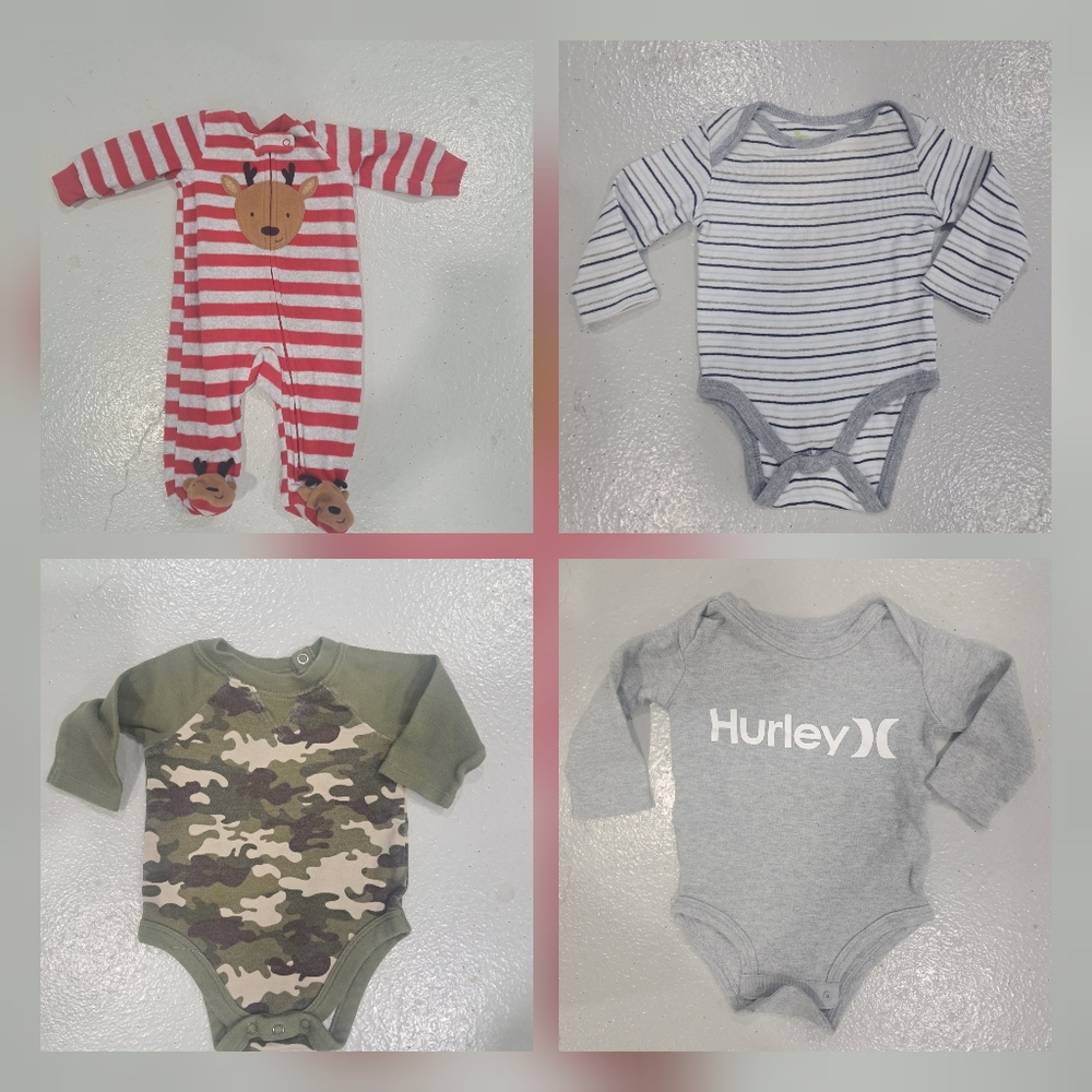 4 Baby Boy Onsies 0-3month